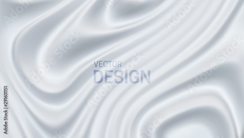 Wavy topographic pattern. Abstract white background. Vector 3d illustration of creamy or milky liquid substance. Graphic element for cover or poster design.