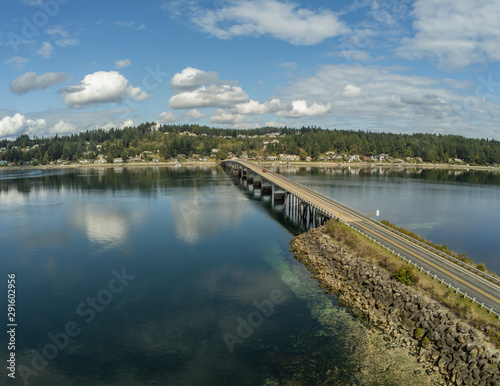 Wallpaper Mural Outstanding aerial photography of the picturesque Fox Island Bridge connection Gig Harbor and Fox Island in the state of Washington. Torontodigital.ca