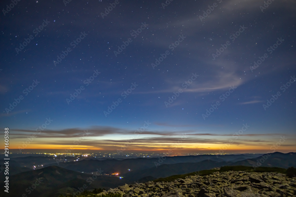 Starry sky before dawn in the mountains Starry sky before dawn in the mountains
