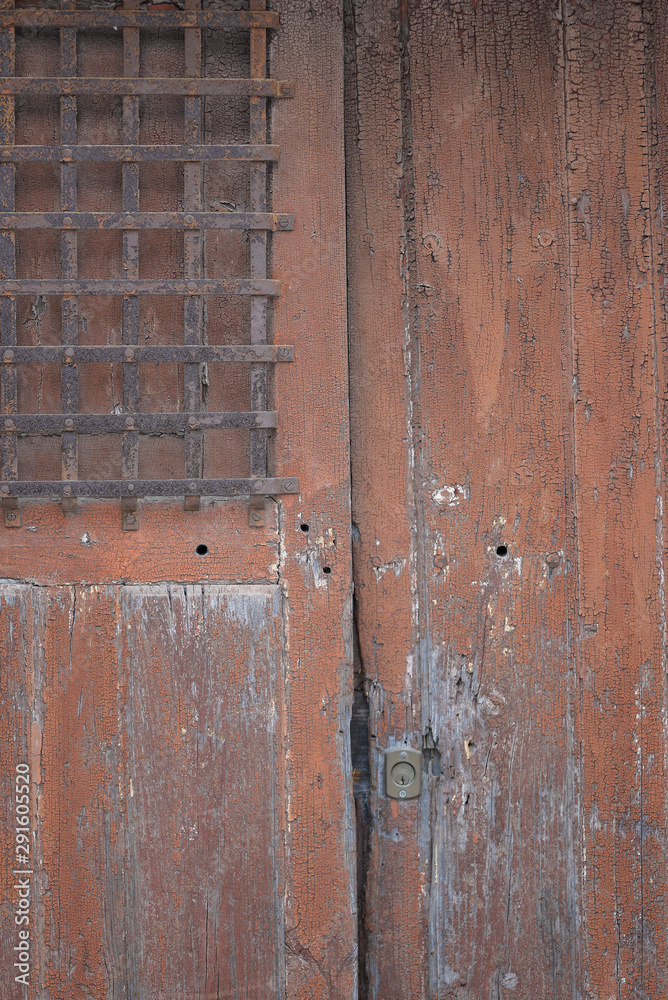 detail of old wooden and iron door