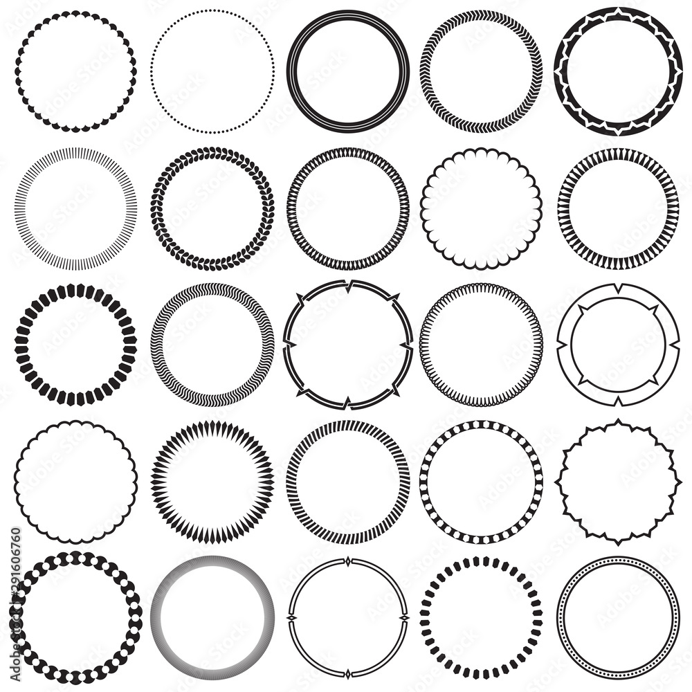Collection of Round Decorative Ornamental Border Frames with Clear Background. Ideal for vintage label designs. Collection of Round Decorative Ornamental Border Frames with Clear Background. Ideal for vintage label designs.