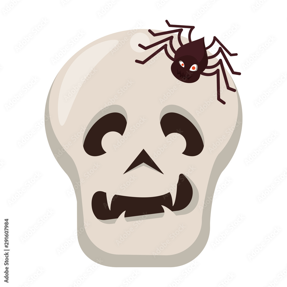 halloween spider insect with skull head