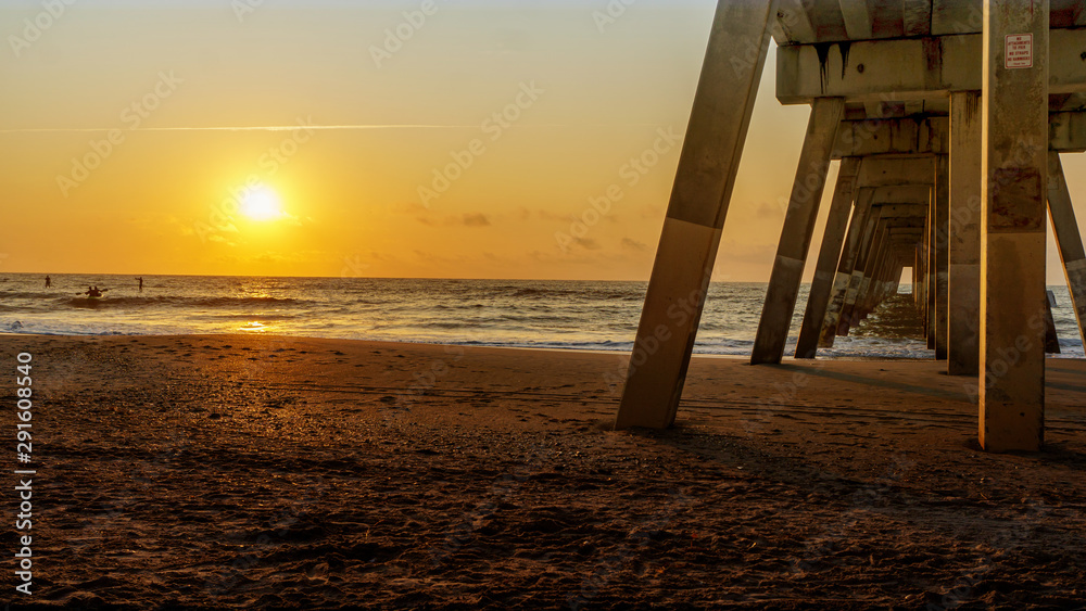 Sea Kayaks at Sunrise in the Atlantic Ocean