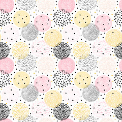 Crédence de cuisine Cercles patrons Vector seamless pattern with hand drawn geometric shapes - circles for gift wrapping and backgrounds  © dollitude