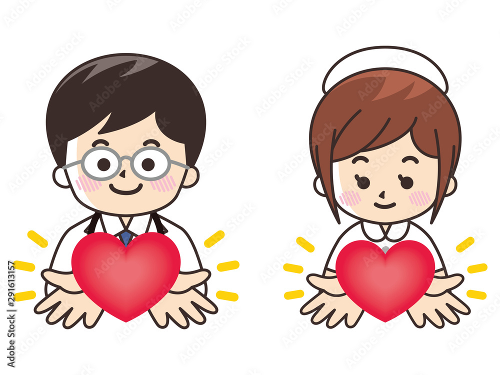 ハートを持つ医者と看護師 ハートを持つ医者と看護師