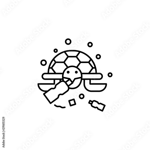 Plastic pollution turtle icon. Element of plastic pollution thin line icon