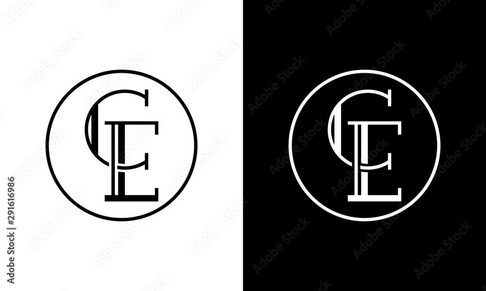 Creative modern elegant trendy unique artistic CE initial based letter icon logo, CE letter vector logo, CE Letter Logo Design with round shape,  logotype of letter C and E,  C & E Letter logo  - obrazy, fototapety, plakaty 