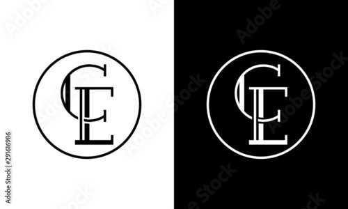Creative modern elegant trendy unique artistic CE initial based letter icon logo, CE letter vector logo, CE Letter Logo Design with round shape,  logotype of letter C and E,  C & E Letter logo  photo