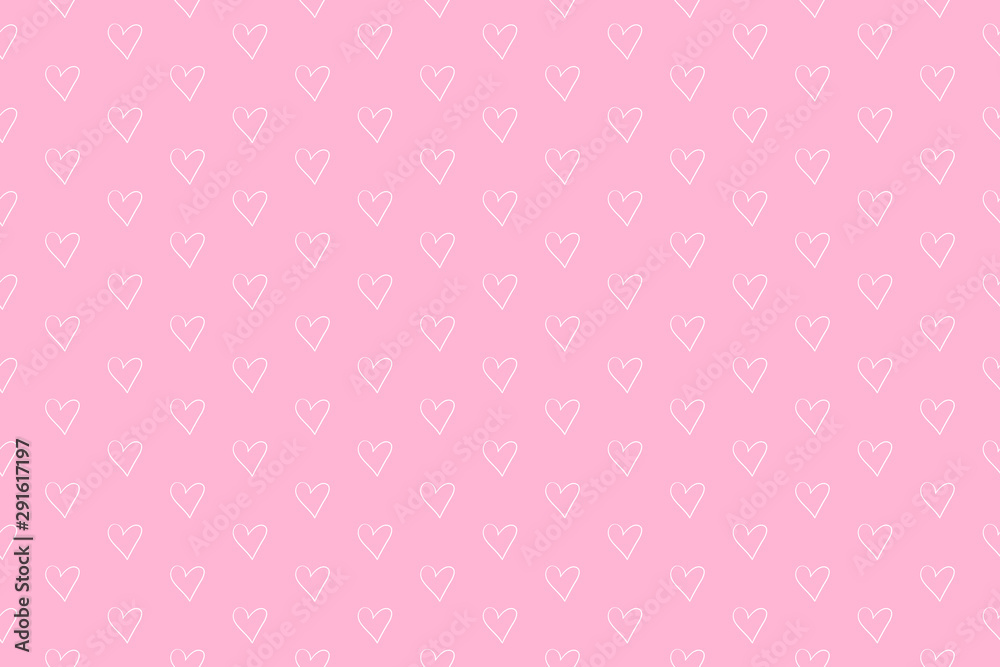 Hand drawn colorful background with hearts. Seamless texture with abstract signs. Print for banners, flyers and posters