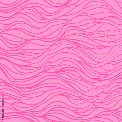 Wavy background. Hand drawn waves. Stripe texture with many lines. Waved pattern. Colored illustration