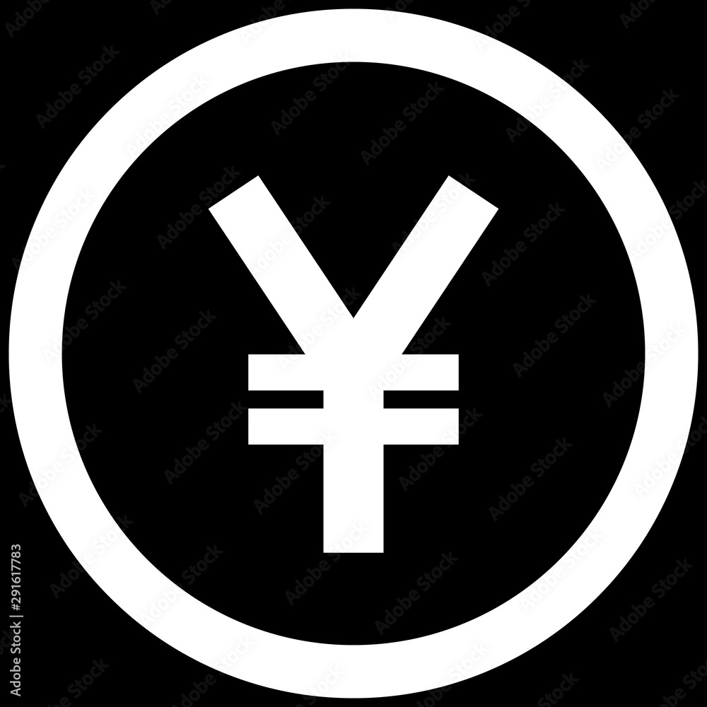 Yuan and Yen currency sign symbol - red simple inside of circle, isolated - vector