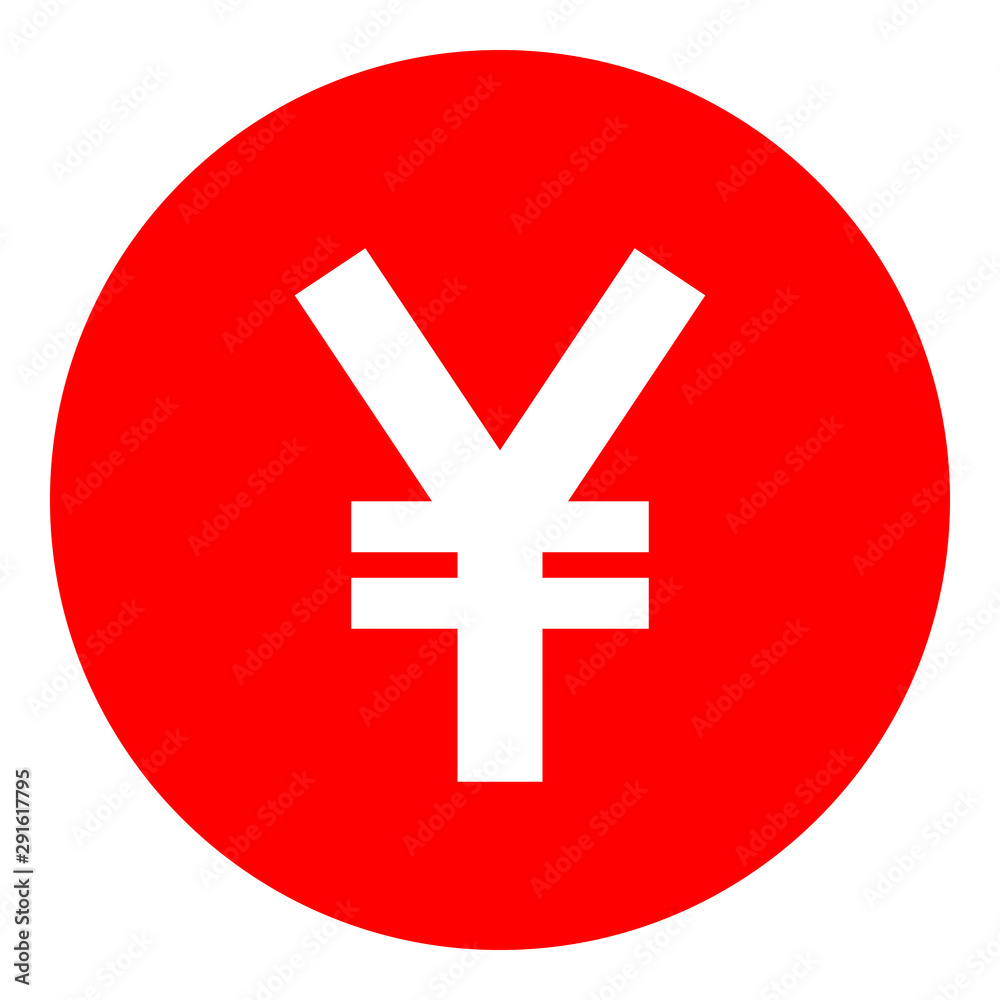 Fototapeta premium Yuan and Yen currency sign symbol - red simple inside of circle, isolated - vector