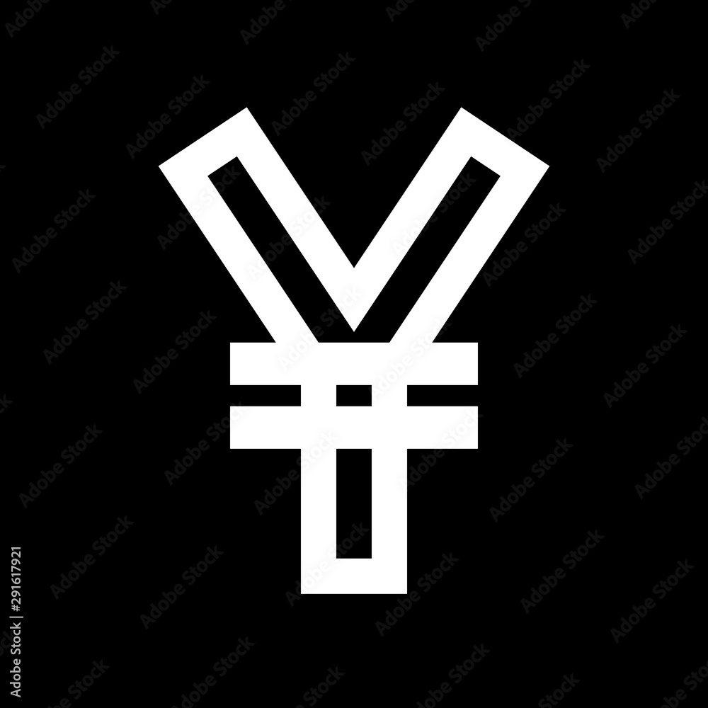 Obraz premium Yuan and Yen currency sign symbol - red simple outline, isolated - vector