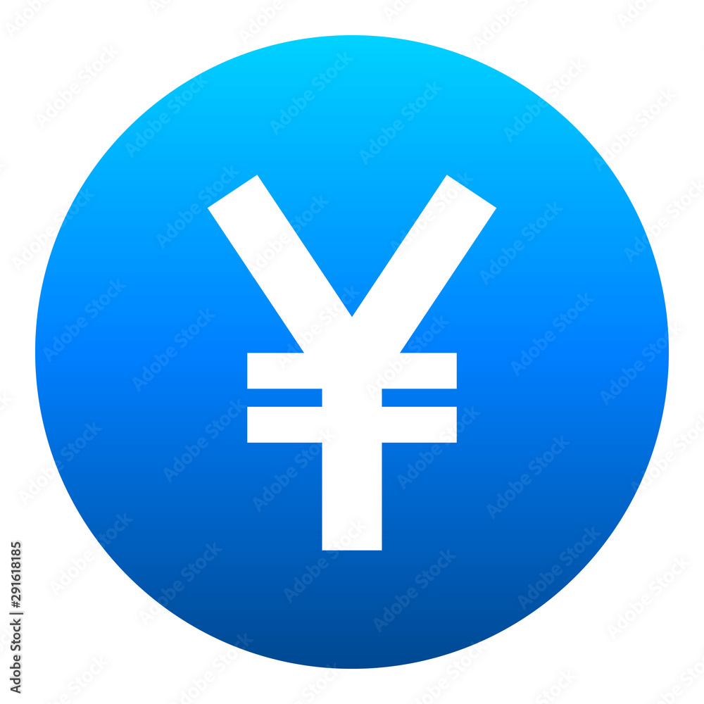 Yuan and Yen currency sign symbol - blue simple gradient inside of circle, isolated - vector Yuan and Yen currency sign symbol - blue simple gradient inside of circle, isolated - vector