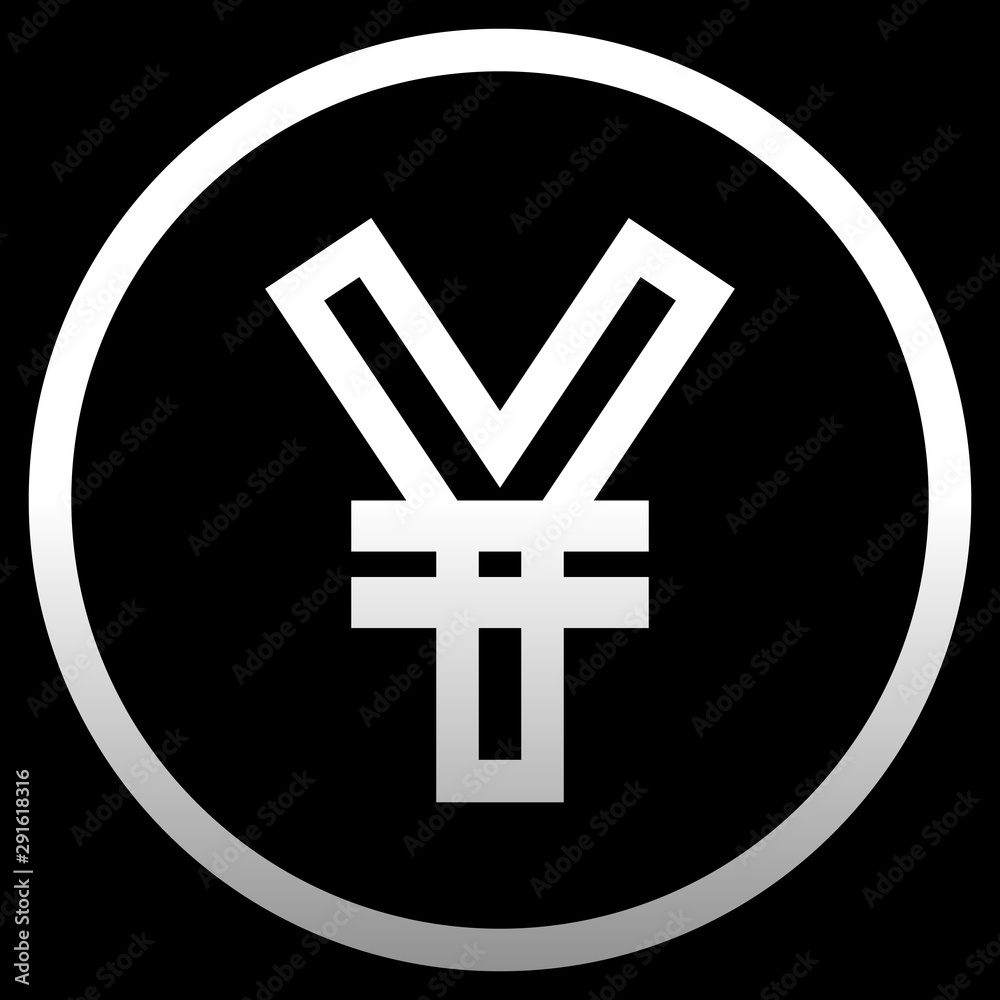 Fototapeta premium Yuan and Yen currency sign symbol - red simple gradient outline inside of circle, isolated - vector