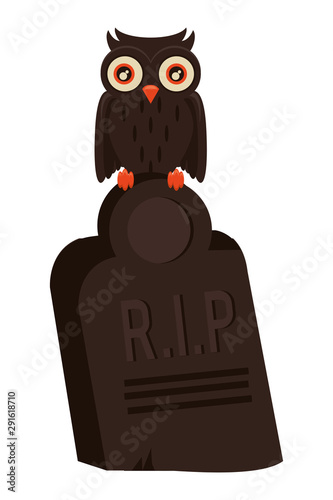 halloween cemetery graveyard with owl