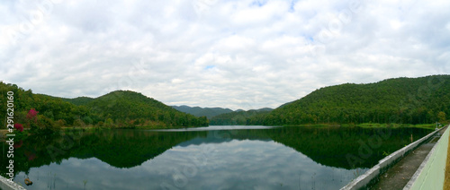 Sky and mountain dam panorama