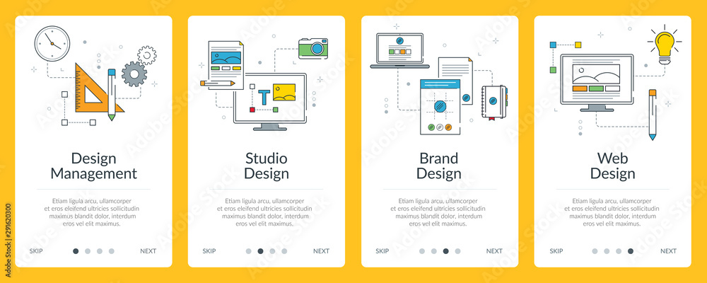 Design management, brand design and web design internet banner. Design management, brand design and web design internet banner.