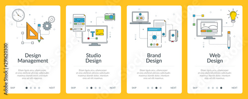 Design management, brand design and web design internet banner.