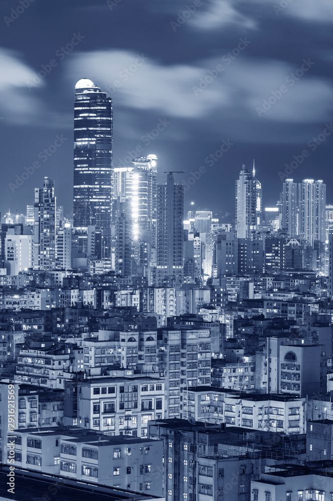 Skyline of midtown of Hong Kong city at night