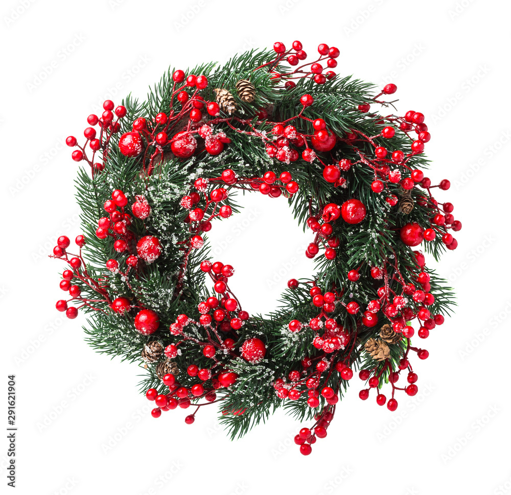 Christmas wreath, isolated on white