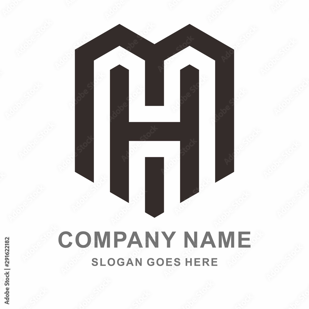 Monogram Letter H & M Business Company Vector Logo Design Monogram Letter H & M Business Company Vector Logo Design