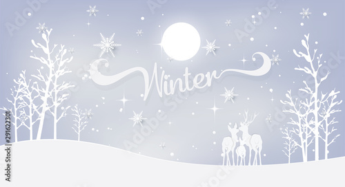 Vector illustration  Christmas card background with paper cut snowflake.