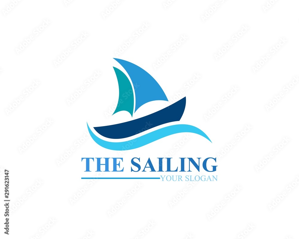 Sailing ship boat vector logo icon template design