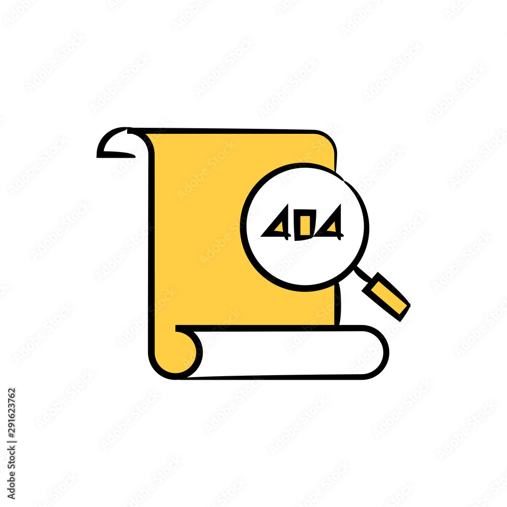 magnifier glass scan blank document for 404 error concept icon magnifier glass scan blank document for 404 error concept icon
