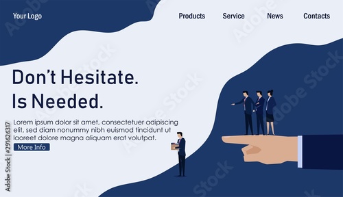 Business flat vector concept businessman fired bring box out of office. Business landing page template.