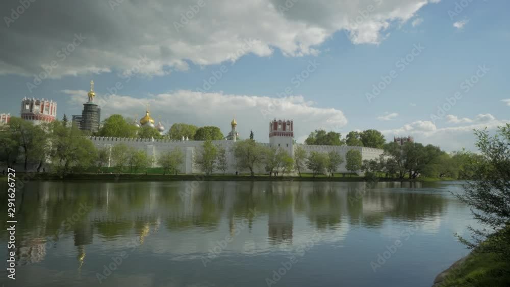 Moscow's Kremlin Churches, River and White Washed Fence Moscow's Kremlin Churches, River and White Washed Fence