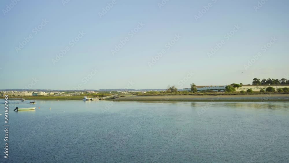 River in the morning with ride boats at Tavira Portugal River in the morning with ride boats at Tavira Portugal