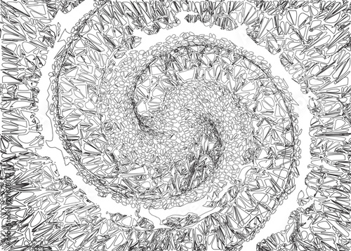 Abstract monochrome vortex spiral shatter BG