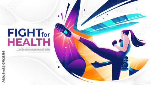Female kick boxer art in Vector