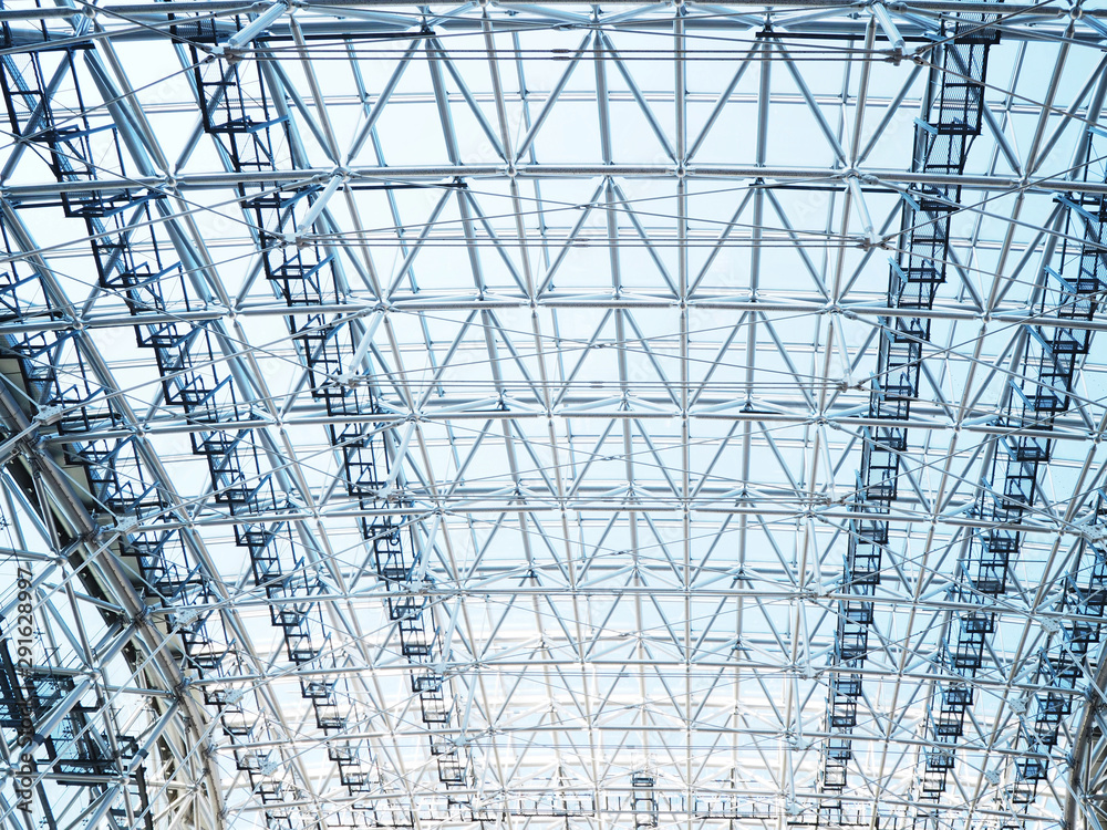 Metal framework roof construction of modern building. Metal framework roof construction of modern building.