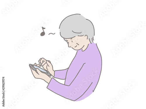 スマートフォンを操作する女性　楽しむ