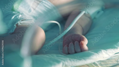Newborn baby in an incubator