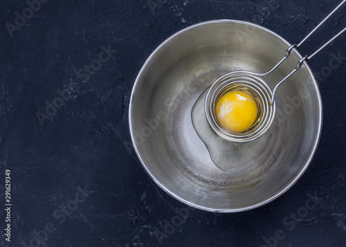 yolk in metallic traditional bowl 