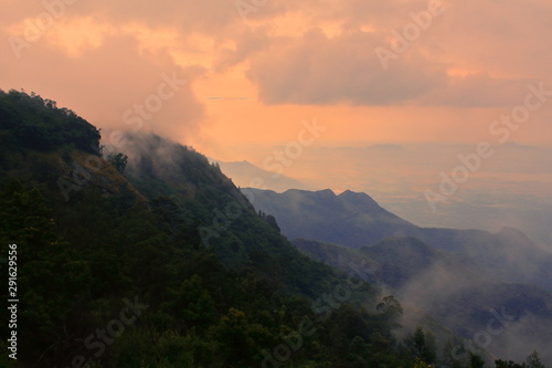 beautiful landscape of palani hills at moir point in kodaikanal at the time of dawn in tamilnadu in india photo