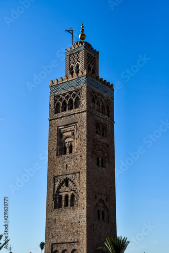 Canvas-taulu minaret of mosque in marrakech, photo as background