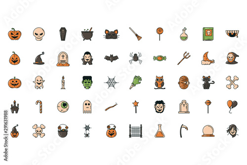 bundle of halloween set icons
