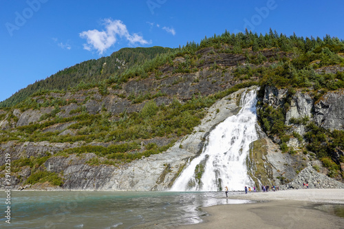 Fototapeta Naklejka Na Ścianę i Meble -  Nugget Falls waterfall at Mendenhall Glacier in Juneau, Alaska.