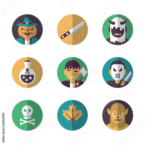 bundle of halloween set icons photo