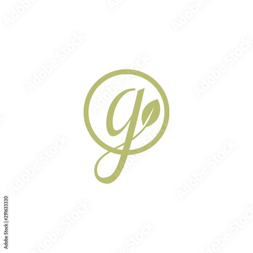 letter g nature logo, tree leaf design concept, vector