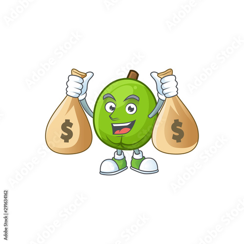 With money bag casimiroa fruit cartoon for organic herb photo