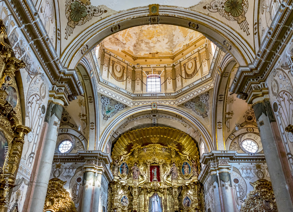 Basilica Golden Altarpiece Dome San Felipe Neri Church Oaxaca Mexico