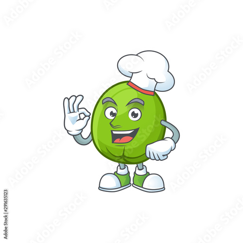 Chef fresh casimiroa mascot on white background. photo