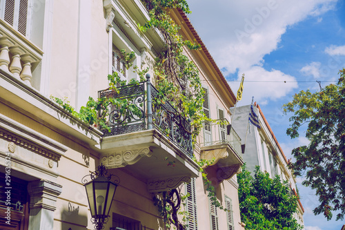 Fototapeta Naklejka Na Ścianę i Meble -  City Athens, Greek Republic. Urban city street with buildings. 11. Sep. 2019