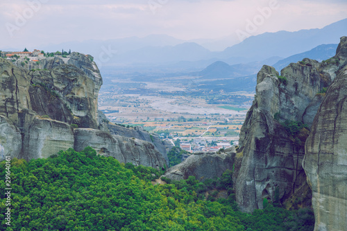 City Meteora, Greek Republic. Big mountains and places of worship and shrines. 12. Sep. 2019. Travel photo. © ynos