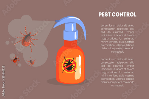 Pest Control Banner Template with Spray Insecticide and Space for Text Vector Illustration